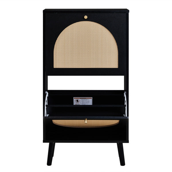 FCH 2 Tipper With Tall Round Rattan Shoe Cabinet