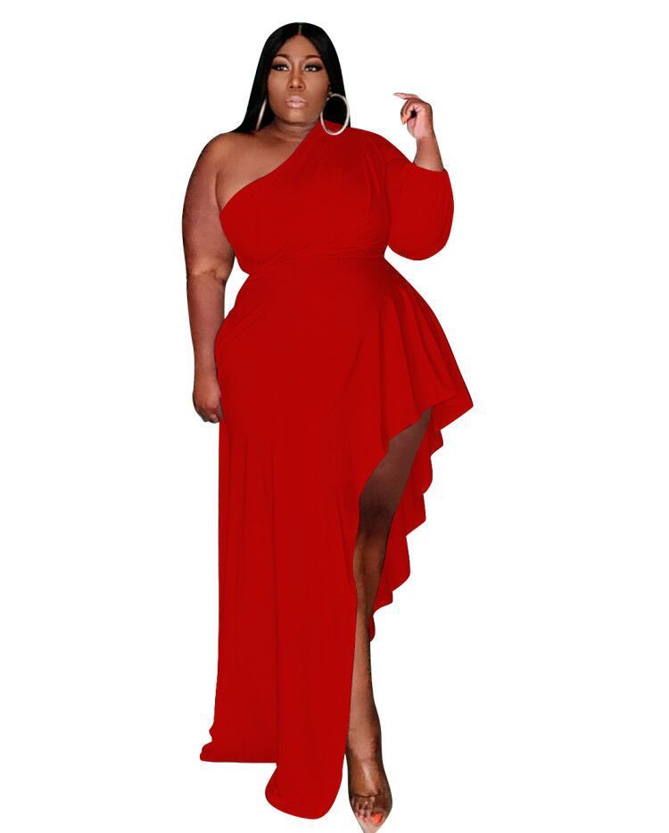 Women's Casual Slanted Shoulder Long Dress