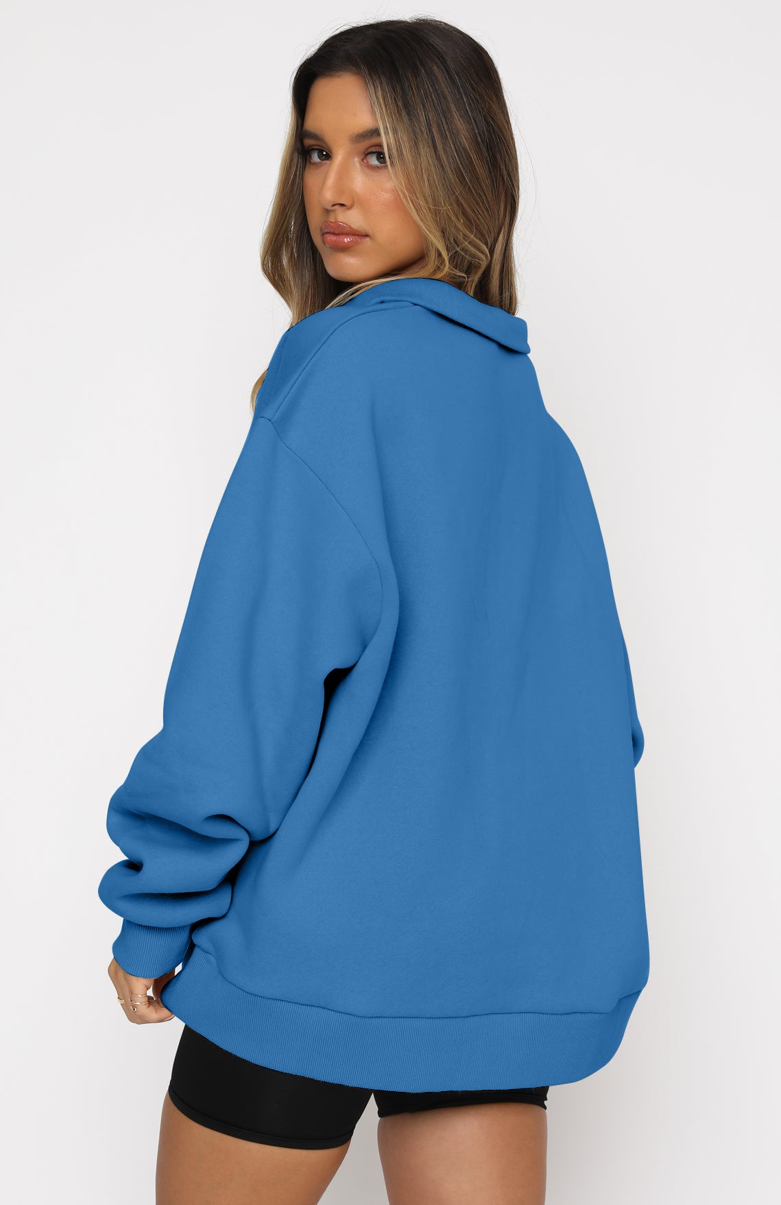 Casual Top Half Zipper Pullover Long Sleeved Sweatshirt ShopWithASmile7.com