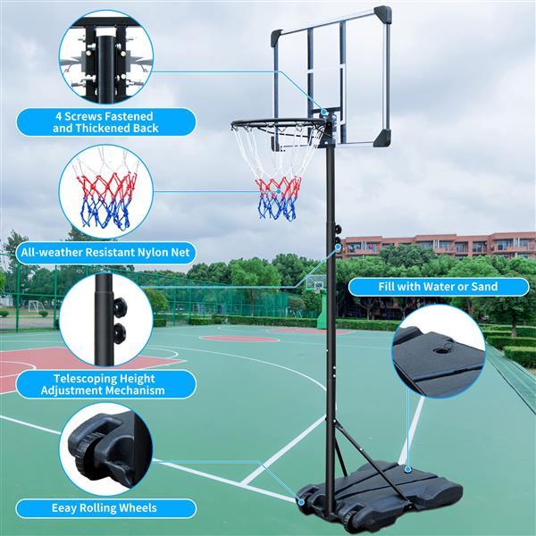 Basketball Stand, Suitable For Indoor And Outdoor Use, Adjustable From 5.6-7 Feet, 32 Inch Backboard With Wheels ShopWithASmile7.com