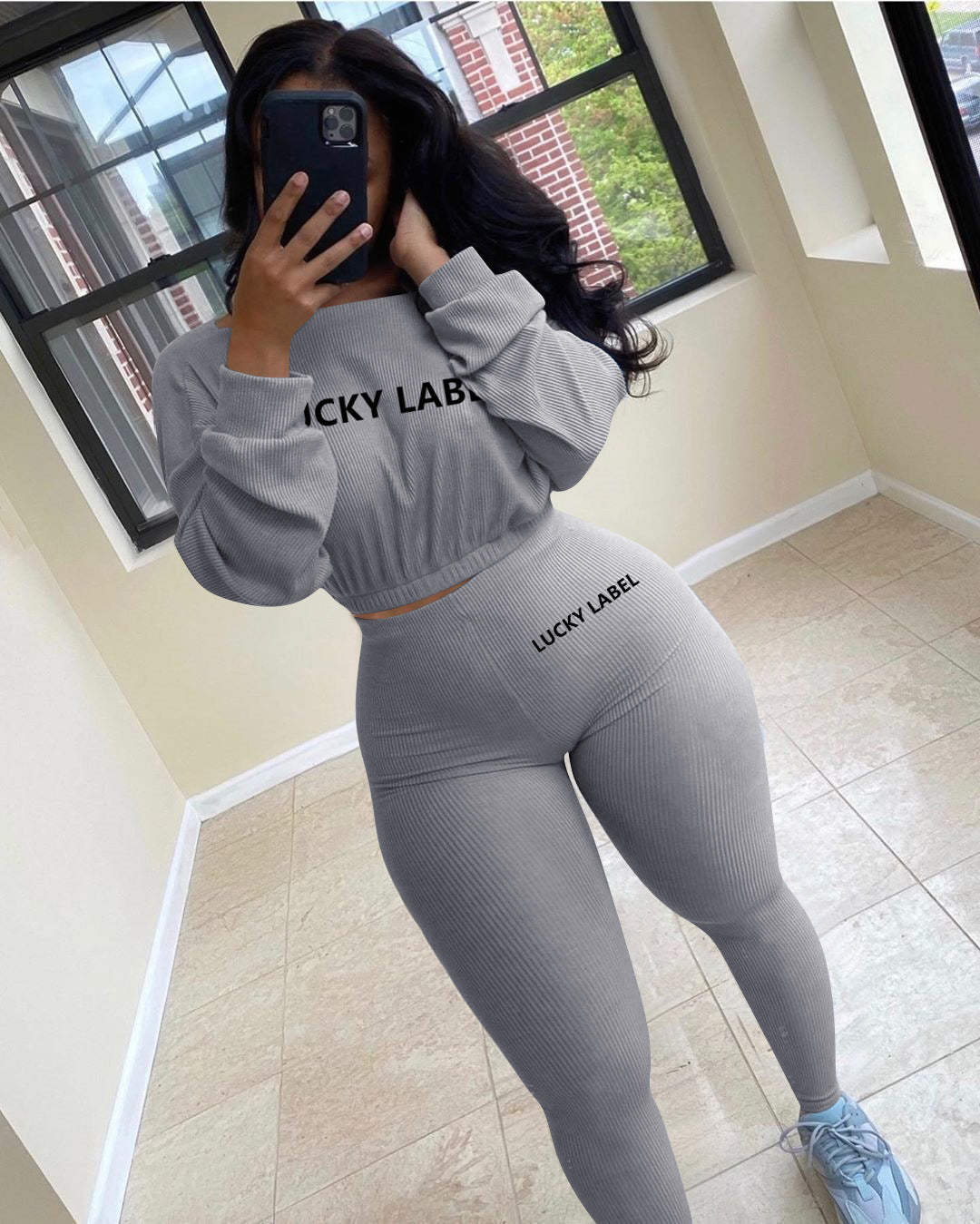 Letter embroidery sports casual suit