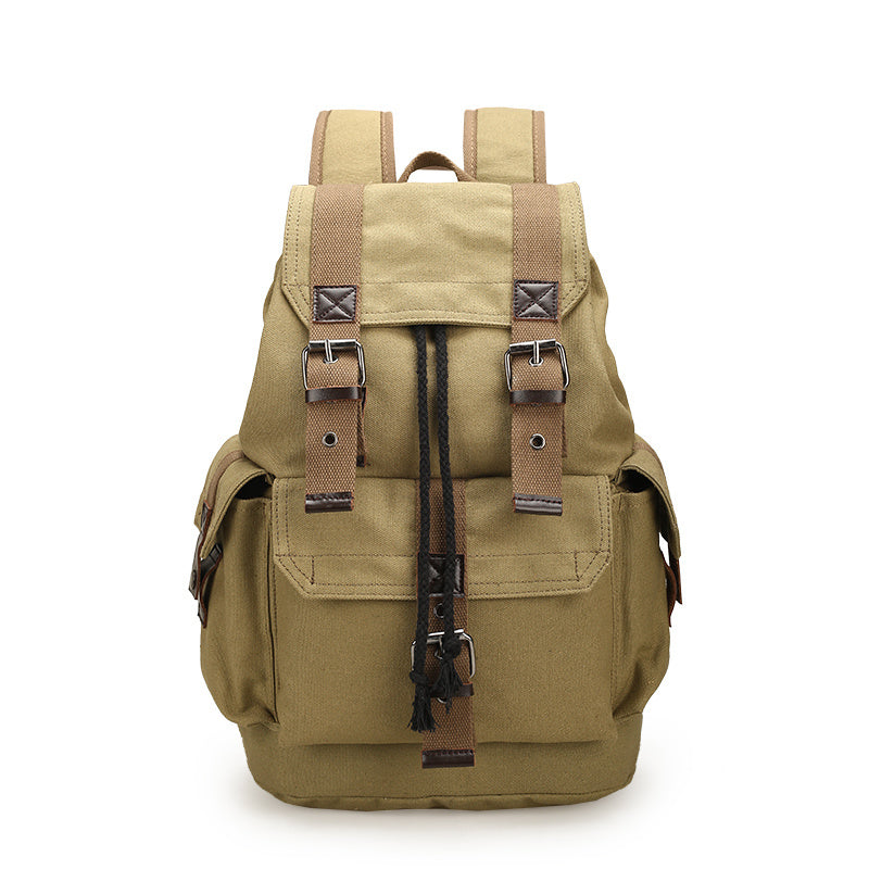 New Backpack Men's Backpack Large Capacity Canvas Bucket Bag Casual Men's Bag Travel Bag Primary and Secondary School Bags ShopWithASmile.com