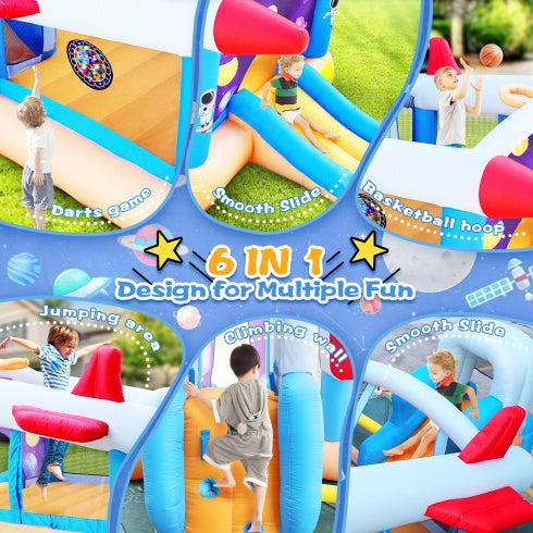 6 In 1 Outdoor Indoor Inflatable Bouncer For Kids Target Ball Basketball Slide With Blower ShopWithASmile7.com