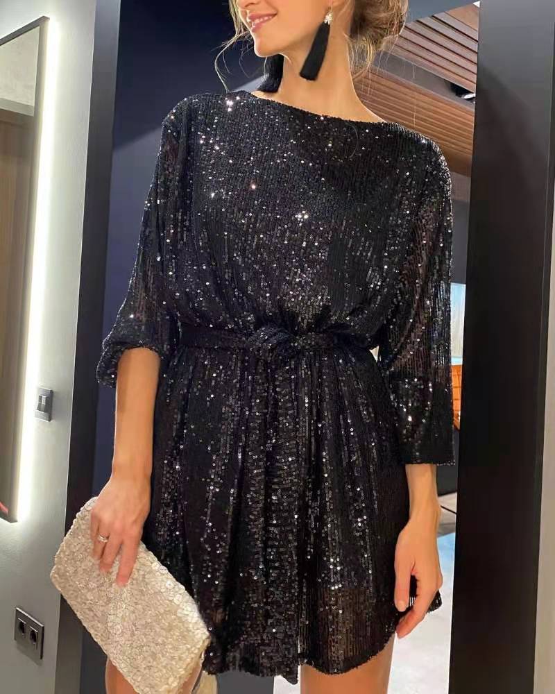 European And American Festival Party Sparkling Beaded Dress Dinner Suit