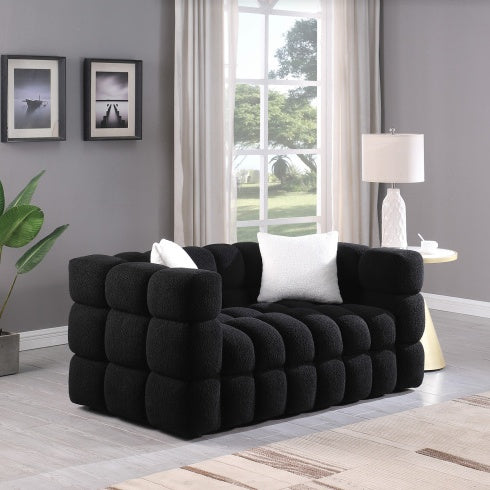 62.2length ,35.83 Deepth ,human Body Structure For USA People, Marshmallow Sofa,boucle Sofa ,BLACK Color, 2 Seater