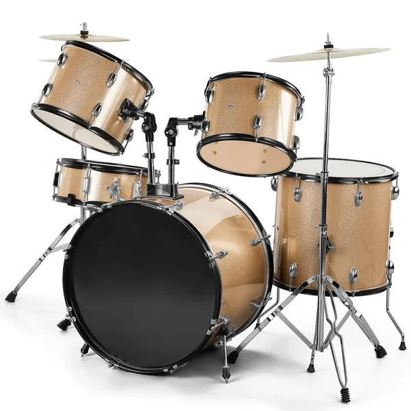 Full Size Drum Set 5-Piece Two Tom Drum, Snare Drum, Floor Tom
