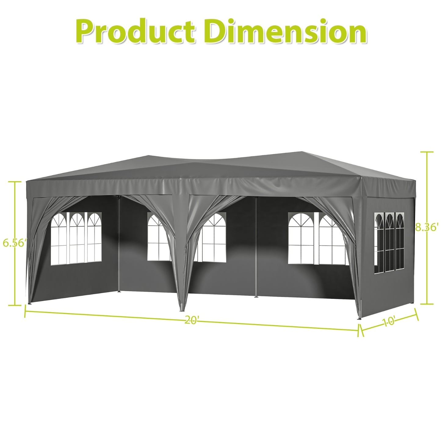 10'x20' EZ Pop Up Canopy Outdoor Portable Party Folding Tent With 6 Removable Sidewalls Carry Bag
