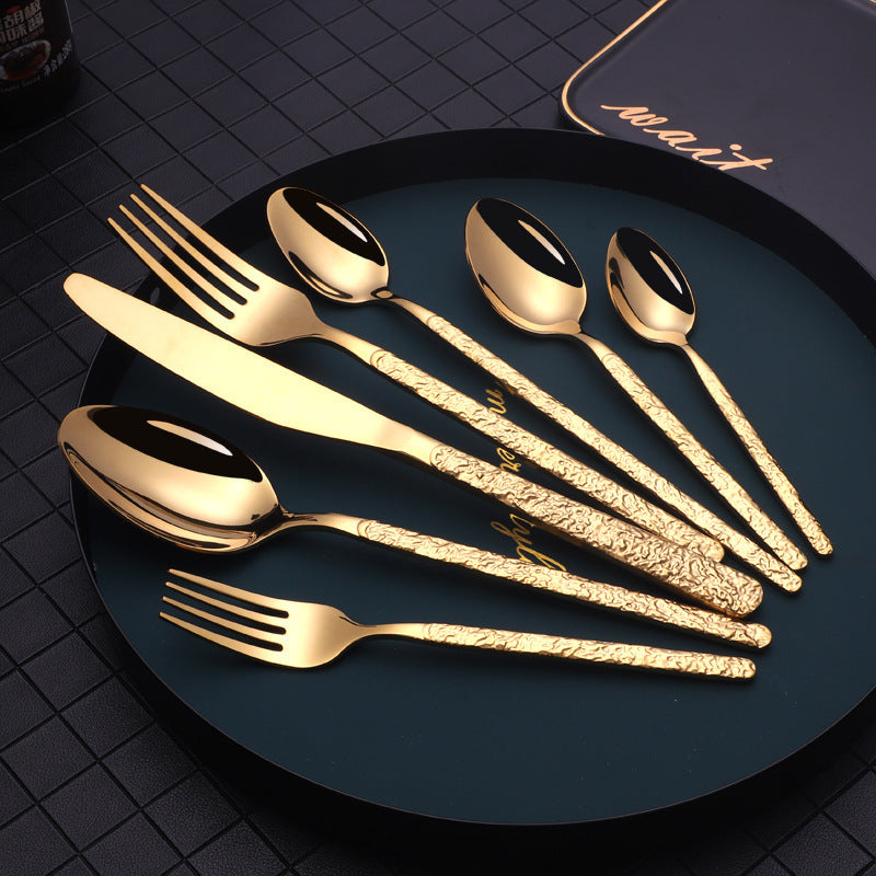Embossed Textured Handle Steak Cutlery Western Cutlery ShopWithASmile7.com