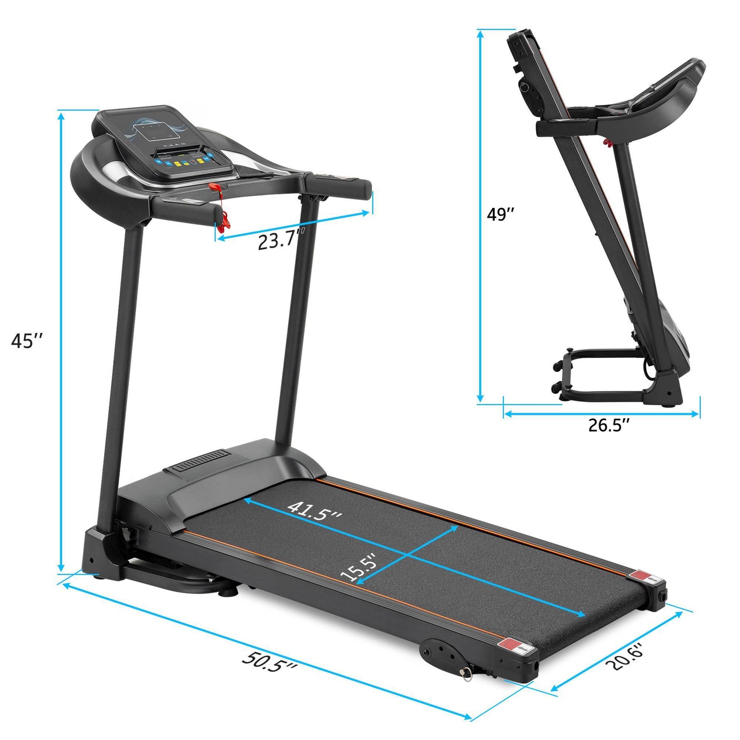 Compact Easy Folding Treadmill Motorized Running Jogging Machine Audio Speaker ShopWithASmile7.com