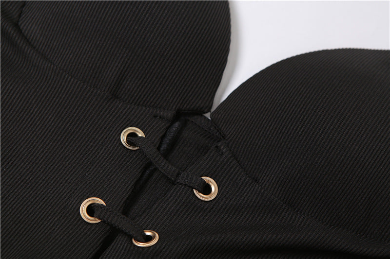 Fashion V-neck Strap Backless Tight Jumpsuit