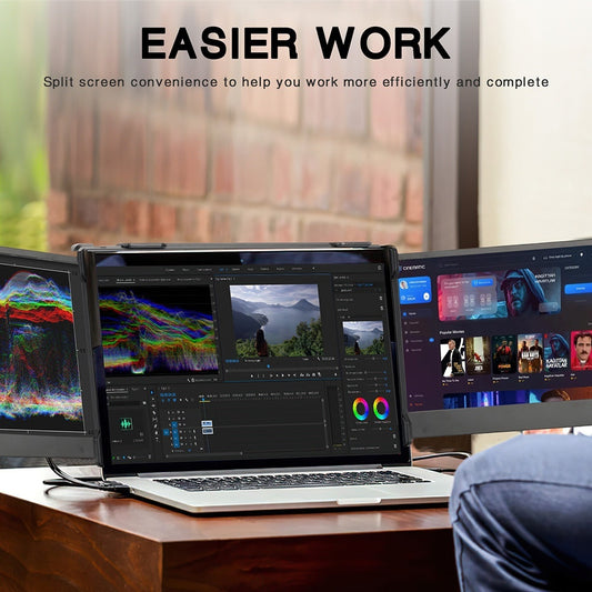 Portable Mobile Phone and Laptop Display Screen, Multi-Device Compatible External Monitor, Lightweight 1080P Extended Screen with HDMI and Type-C Connectivity for Work and Travel