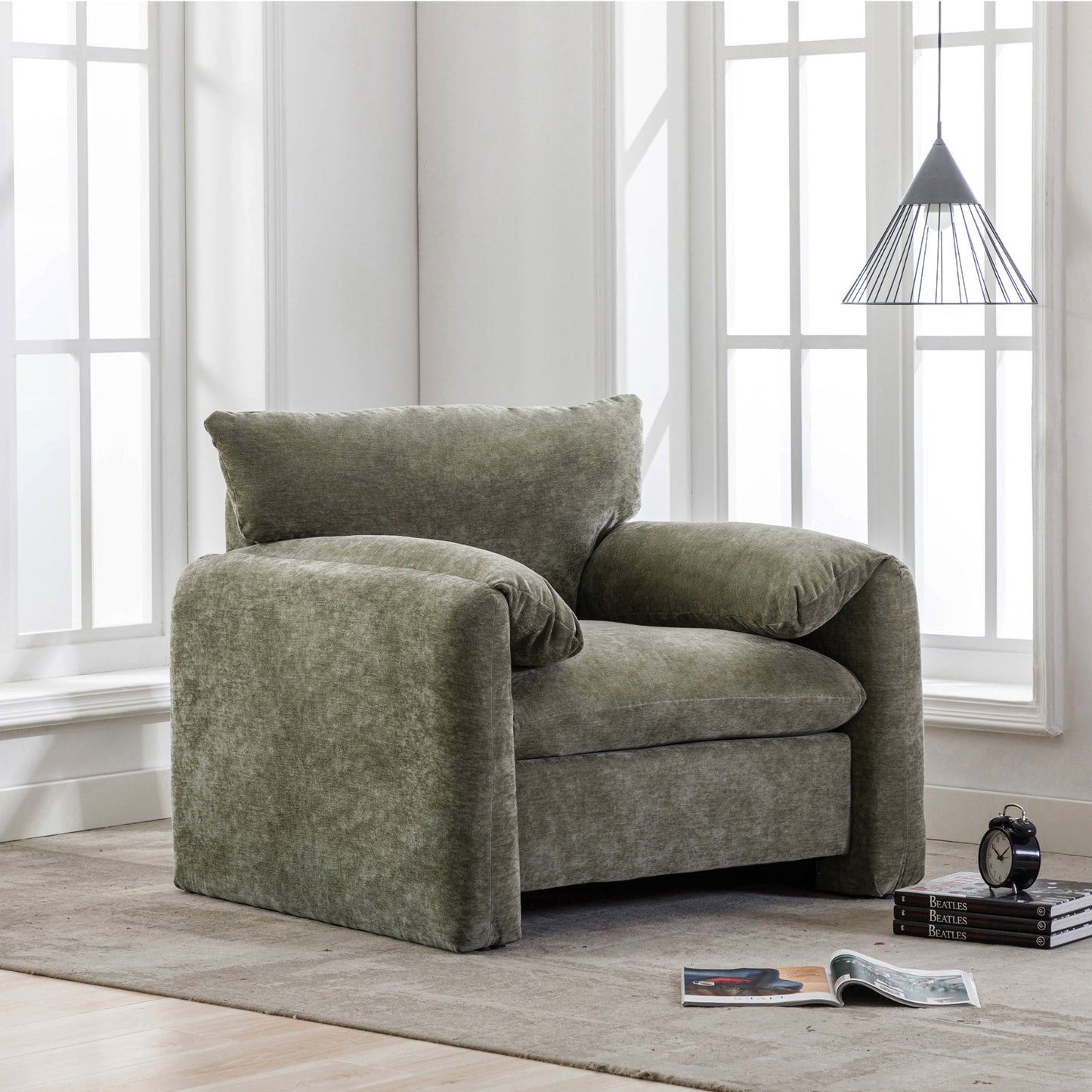 Modern Style Chenille Oversized Armchair Lounge Sofa 38.6'' W For Living Room