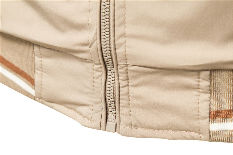 Men's Striped Zip-up Jacket With Pockets Fashion Casual Outerwear Sports Baseball Clothing Spring And Fall ShopWithASmile.com