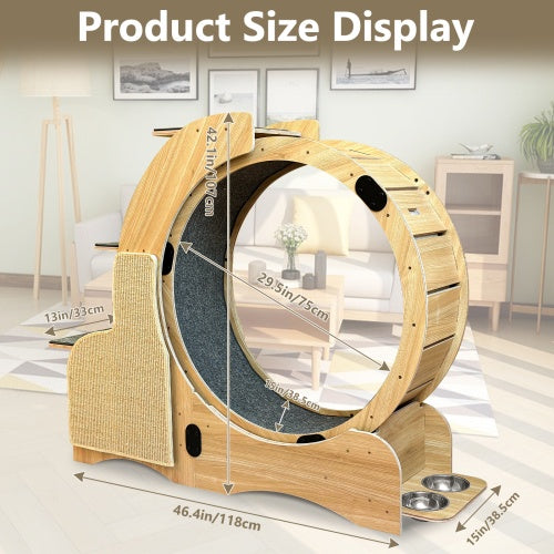 5-in-1 Cat Sports Running Wheel, Cats Wheel Wood Climbing Frame, Cat Litter Fitness Wheel, Oversized Roller Cat Indoor Activity Center,Large ShopWithASmile7.com