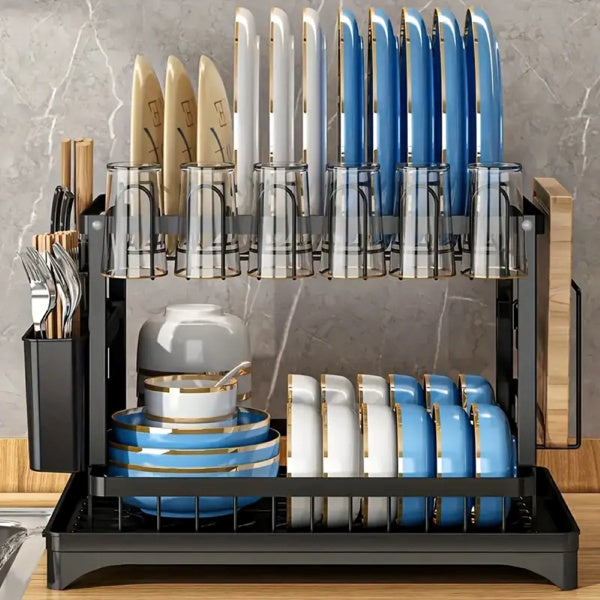 2nd Floor Large Kitchen Counter With Utensil Drying Rack, Equipped With Drainage Board, Prohibited From Sale On Temu Platform, Not Shipped On Weekends ShopWithASmile7.com