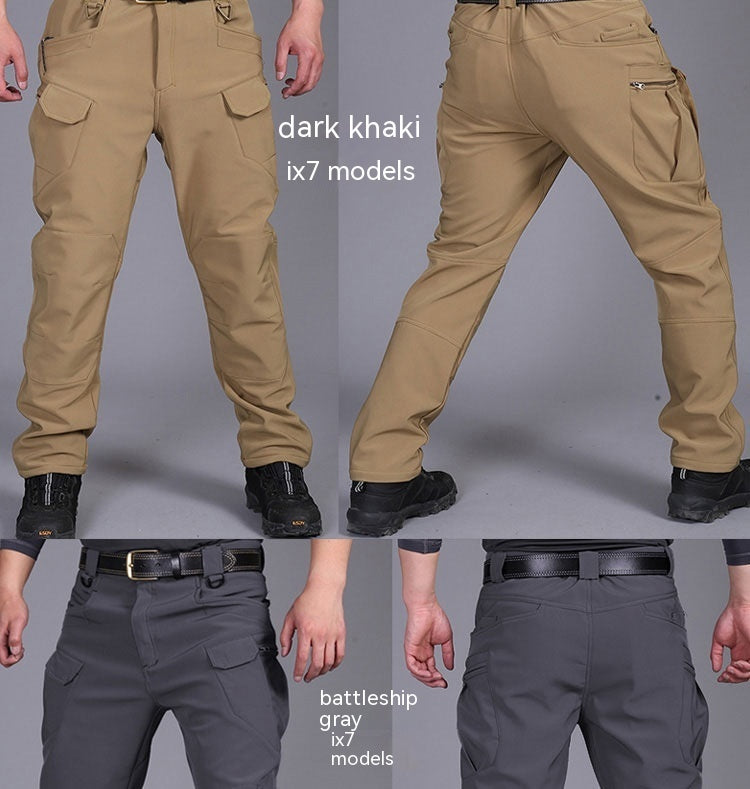 Autumn And Winter Outdoor Fleece-lined Tactical Pants Men