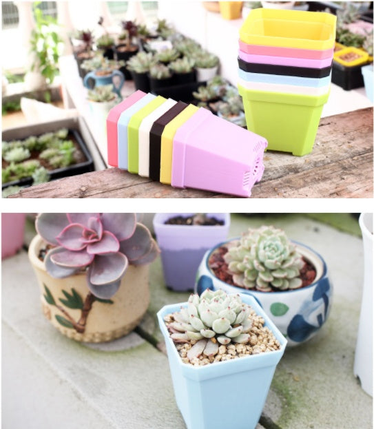 Plastic thick black square flower pot