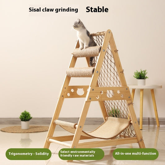 Creative Home Sisal Cat Scratching Column Solid Wood Cat Climbing Frame ShopWithASmile.com