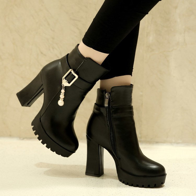 Women's Autumn And Winter High-heeled Martin Short Boots