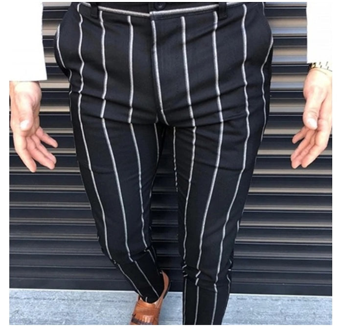 European and American Men's Business Striped Casual Pants