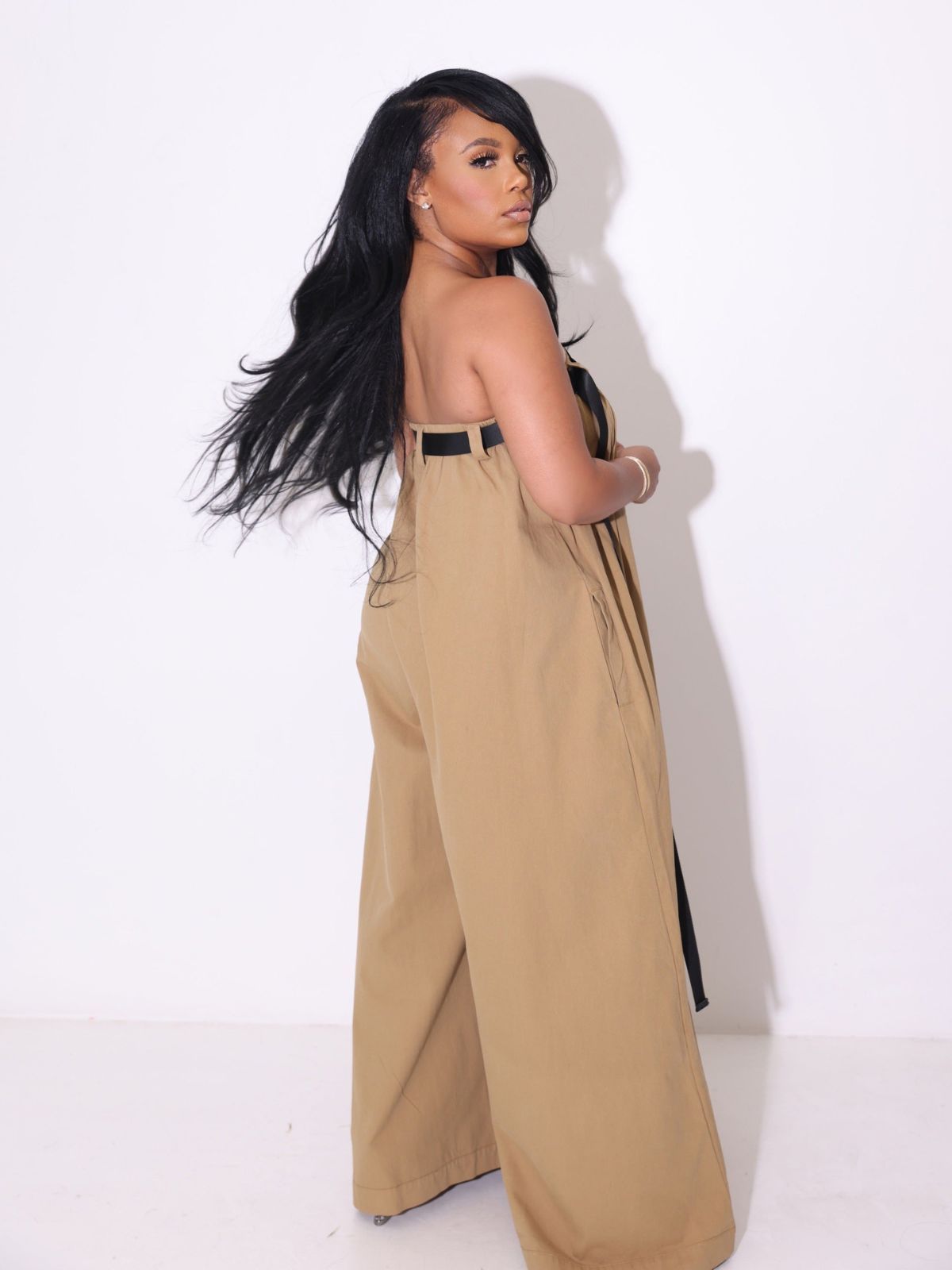 Women's Fashion One-shoulder Multi-way Wide-leg Jumpsuit With Belt ShopWithASmile7.com
