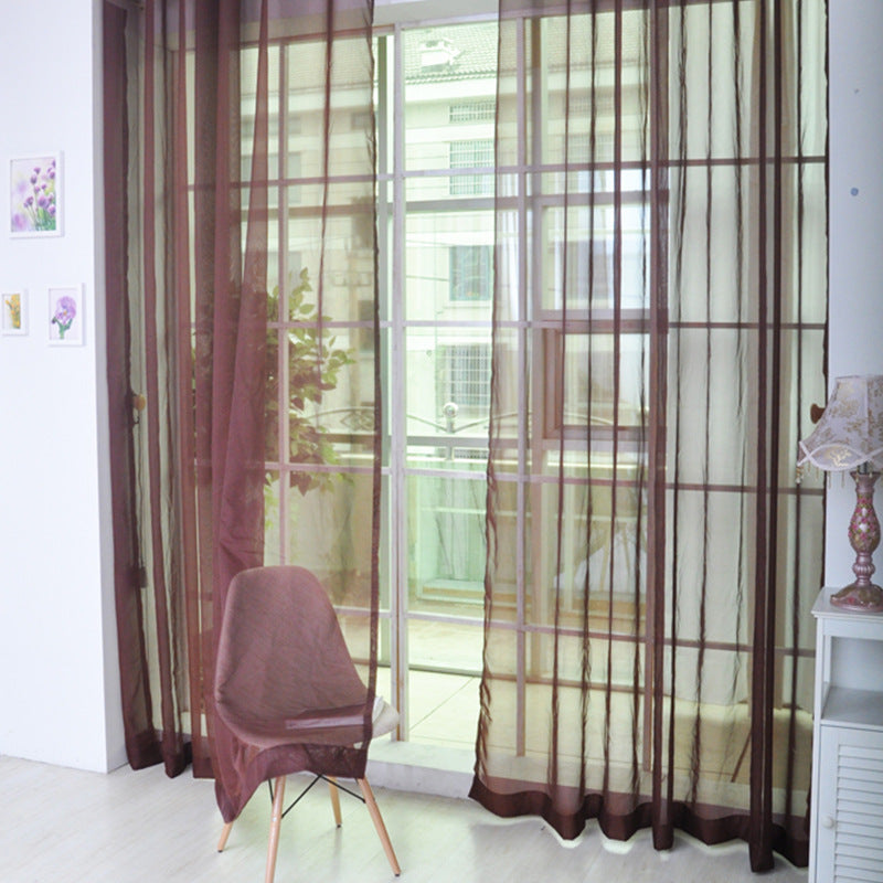 Solid Color Glass Mesh Curtains Transparent Color Ready-made Curtain Punch-free ShopWithASmile7.com