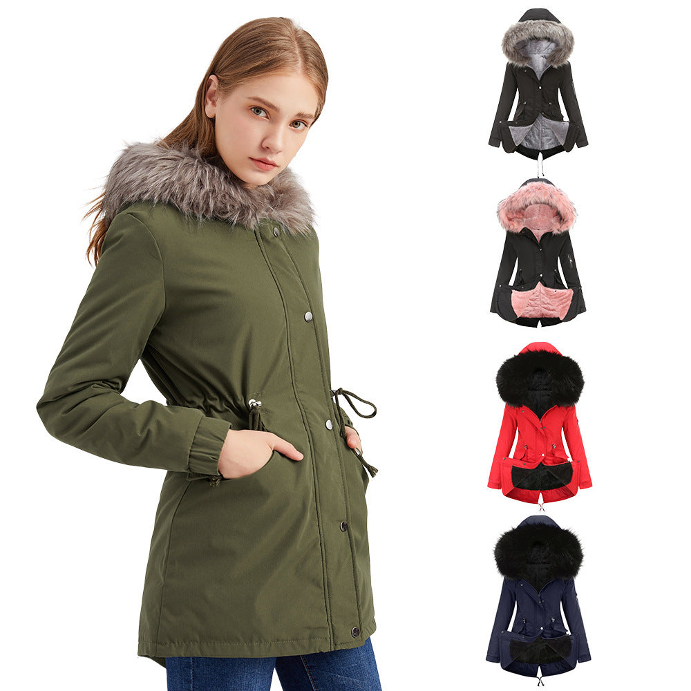 Parka Cotton-padded Coat Mid-length Hooded ShopWithASmile7.com