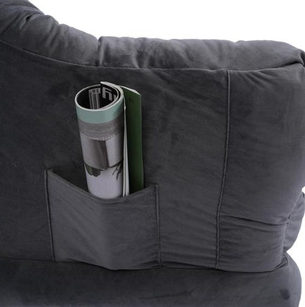 Living Room Chair Modern Cotton Fabric Lazy Chair With Armrests And Side Pockets - Dark Grey With Ottoman