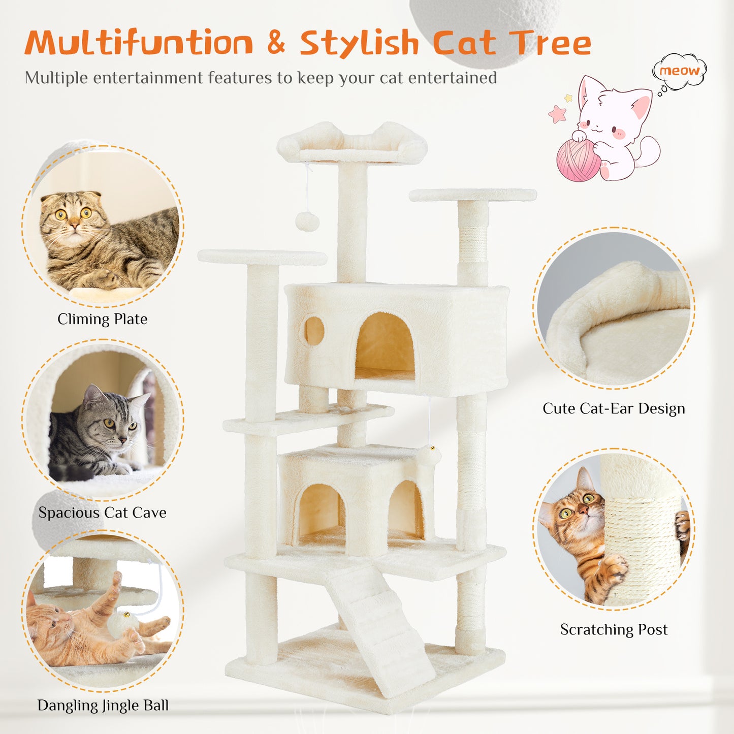 Multi Functional Cat Treehouse Cat Climbing Frame ShopWithASmile7.com