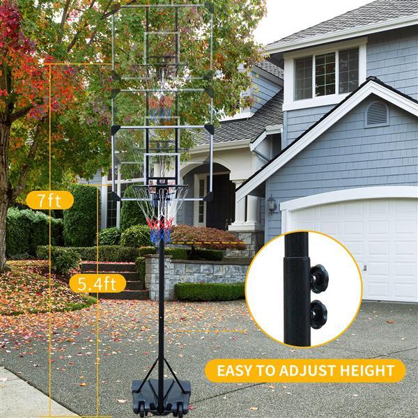 Basketball Stand, Suitable For Indoor And Outdoor Use, Adjustable From 5.6-7 Feet, 32 Inch Backboard With Wheels ShopWithASmile7.com