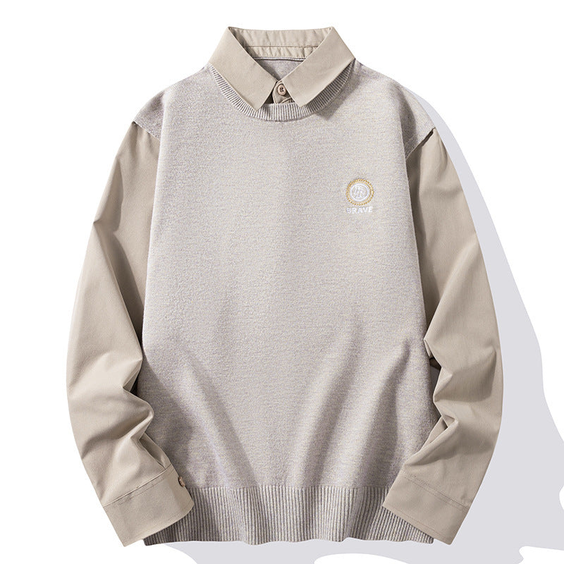 Men's Fashion Casual Shirt Collar Bottoming Sweater