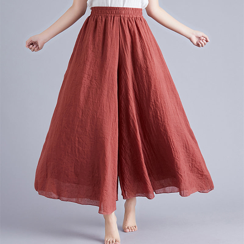 Elegant A-line Elastic Waist Big Trousers Wide Leg Culottes Trendy