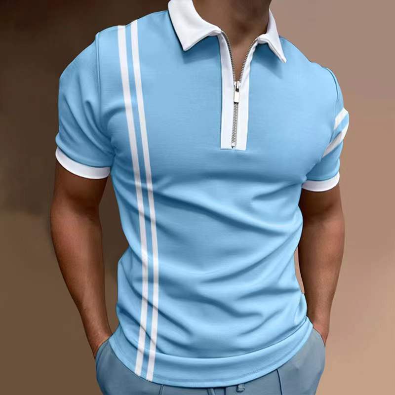 European And American New Men's Casual Short-sleeved Digital Printing Slim Pullover Men's Polo Shirt