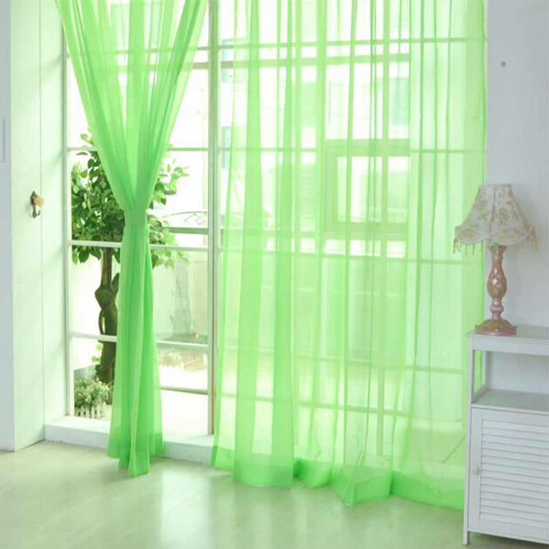 Solid Color Glass Mesh Curtains Transparent Color Ready-made Curtain Punch-free ShopWithASmile7.com