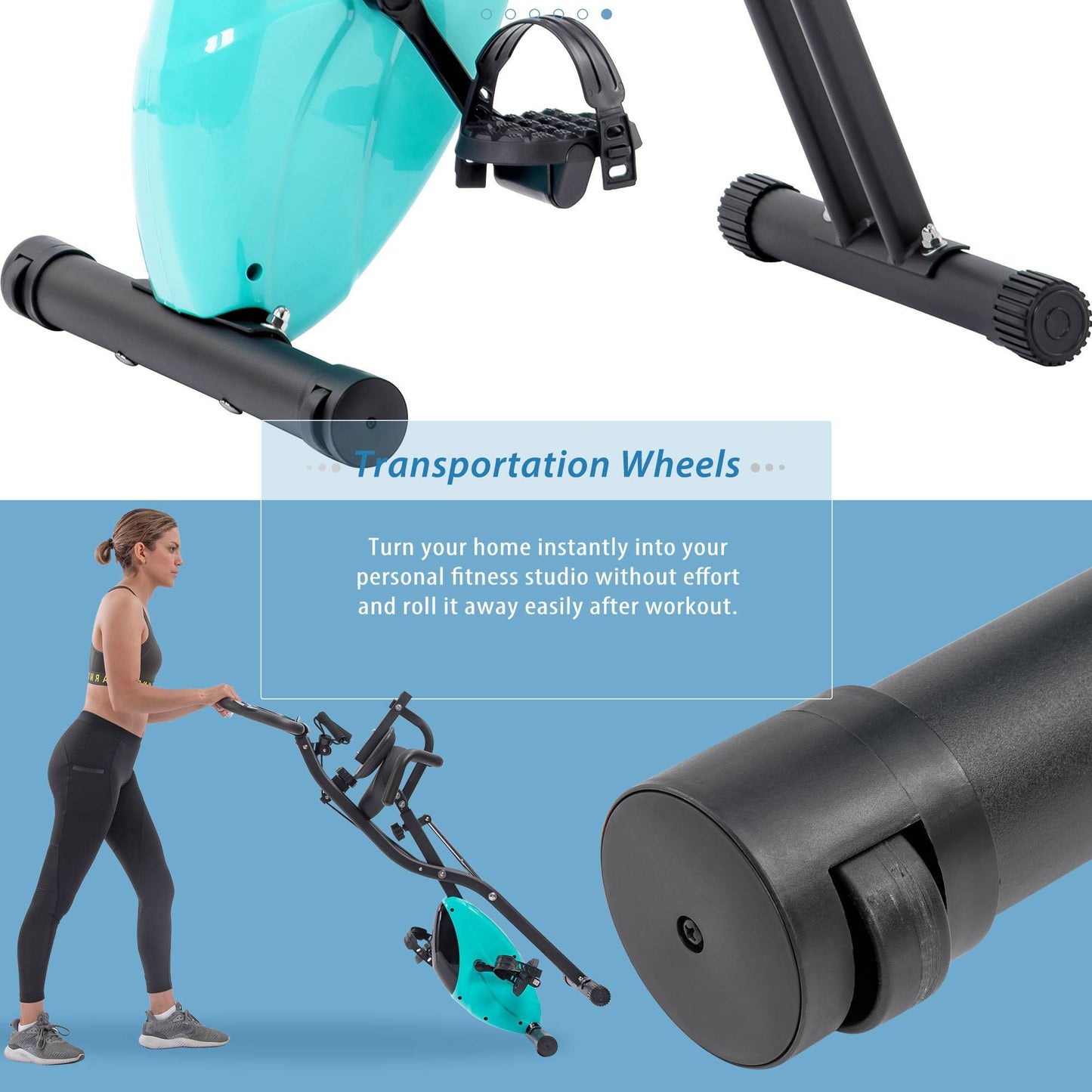 Folding Exercise Bike,Fitness Upright Recumbent X-Bike Adjustable Resistance ShopWithASmile7.com
