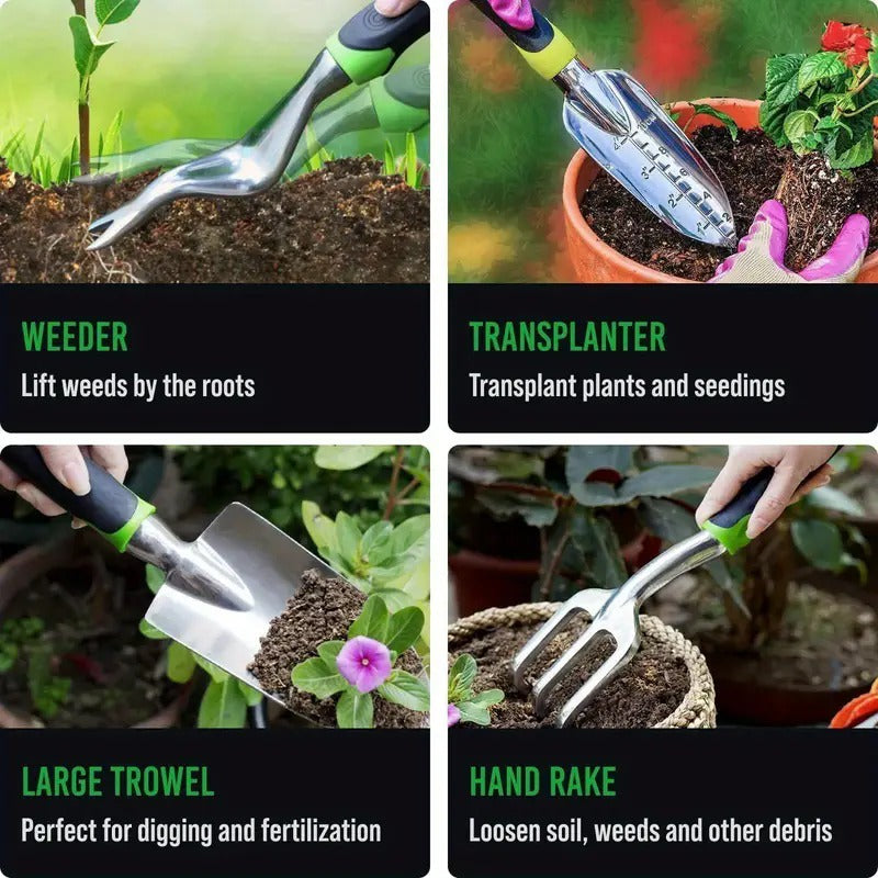 Heavy Duty Gardening Tools 10 Piece Set - Rust-resistant, Durable Gardening Supplies ShopWithASmile.com