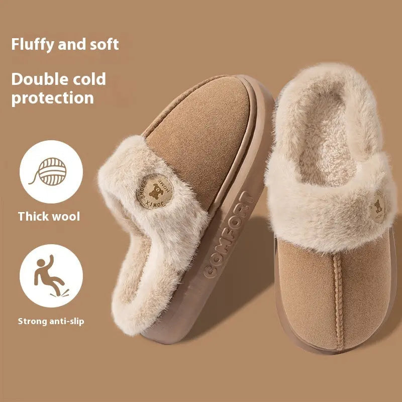 New Plush Slippers For Women Men Winter Warm Home Slipper Indoor Thick-soled Fleece Shoes My Store