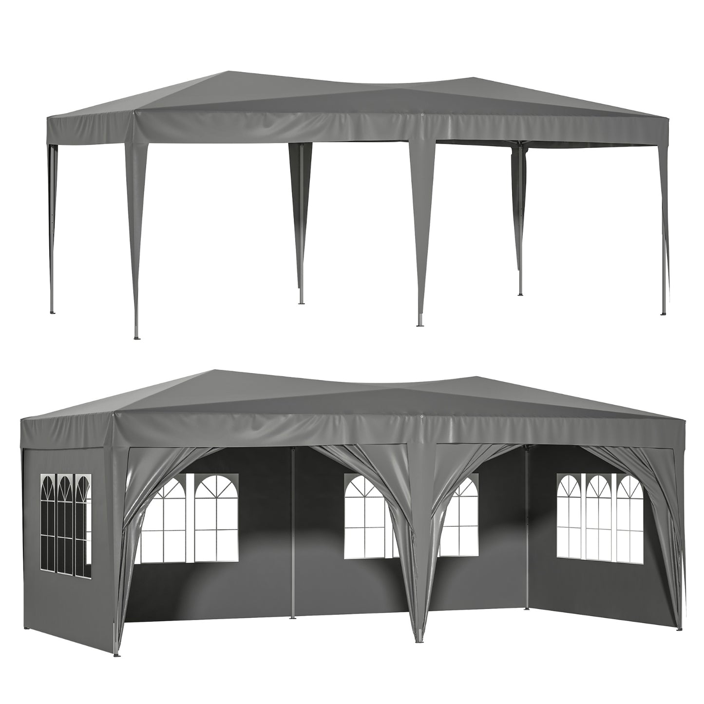 10'x20' EZ Pop Up Canopy Outdoor Portable Party Folding Tent With 6 Removable Sidewalls Carry Bag