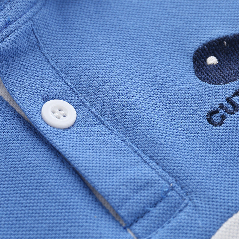 Boys Color Block Lapel Tops Korean Children's Clothing Boys Embroidered Shirts Baby Summer Trends ShopWithASmile7.com