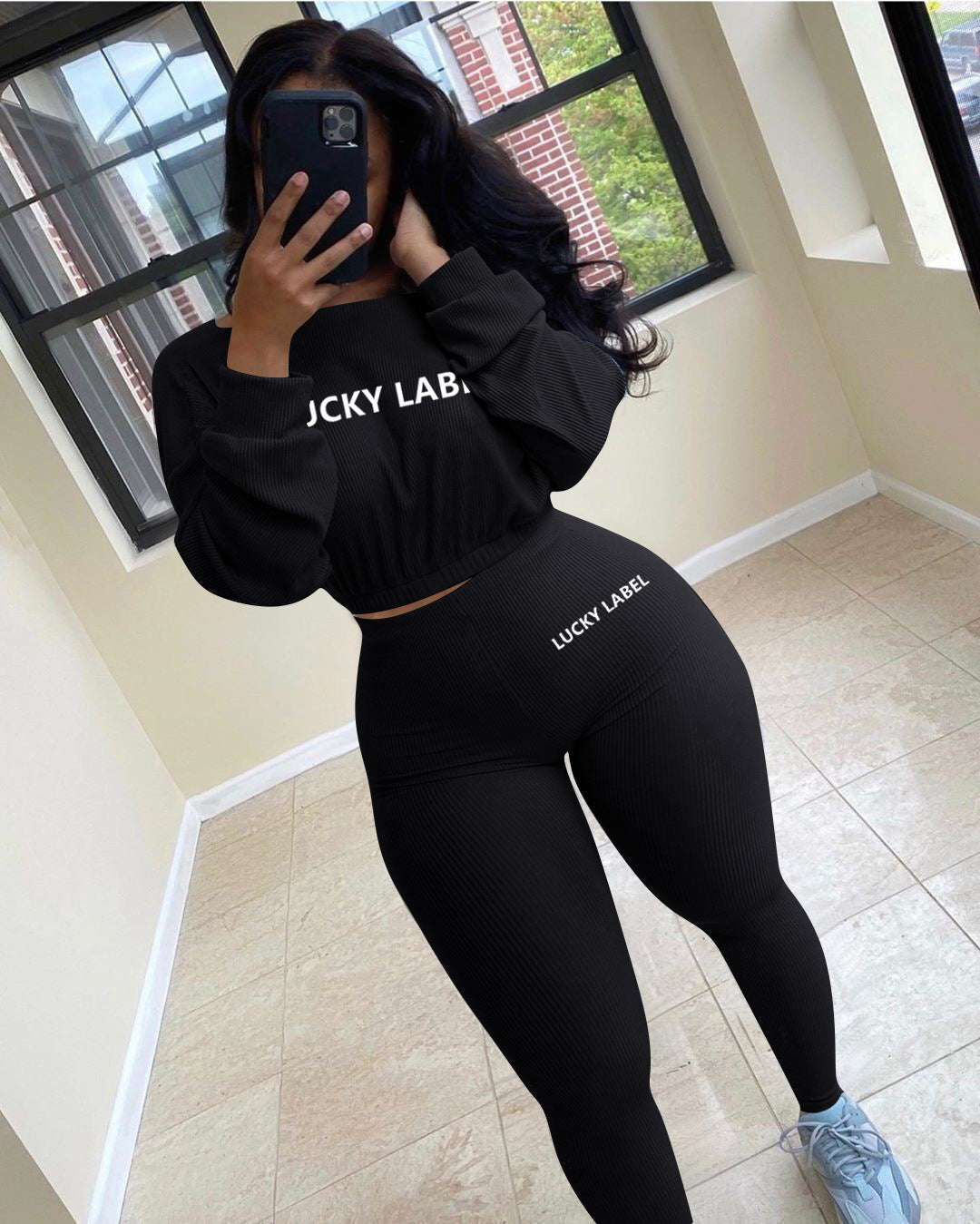 Letter embroidery sports casual suit