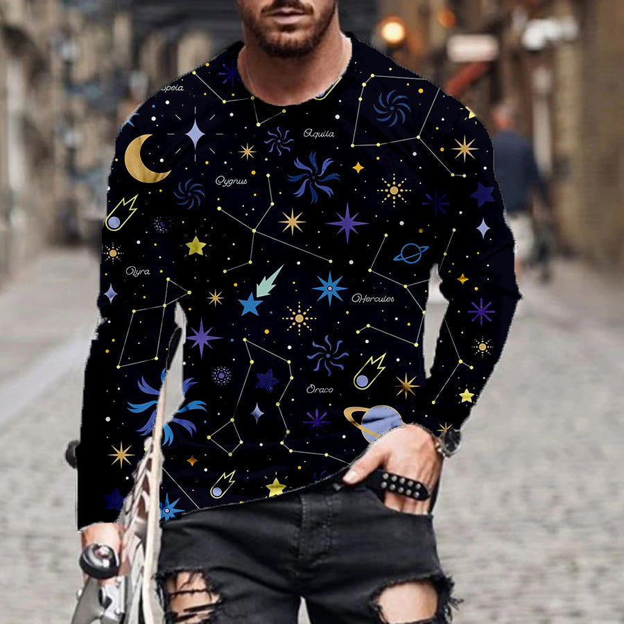 Men Loose Round Neck Digital Printing Long Sleeves My Store