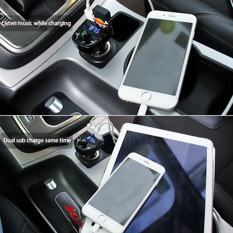 Car MP3 Audio Player Bluetooth Car Kit FM Transmitter Handsfree Calling 5V 4.1A Dual USB Car Charger Phone Charger ShopWithASmile7.com