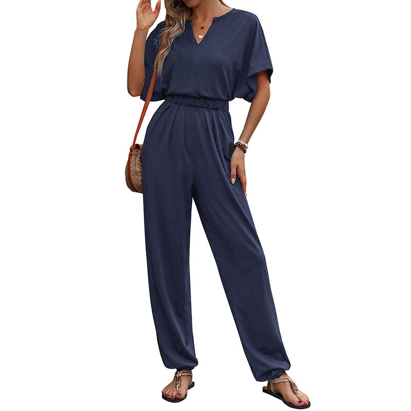 New European And American Summer Women's Casual Solid Color European And American Jumpsuit ShopWithASmile7.com