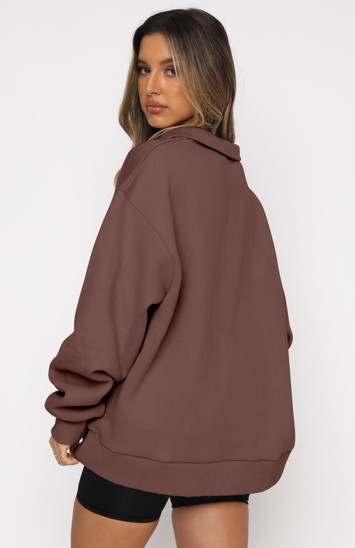 Casual Top Half Zipper Pullover Long Sleeved Sweatshirt ShopWithASmile7.com
