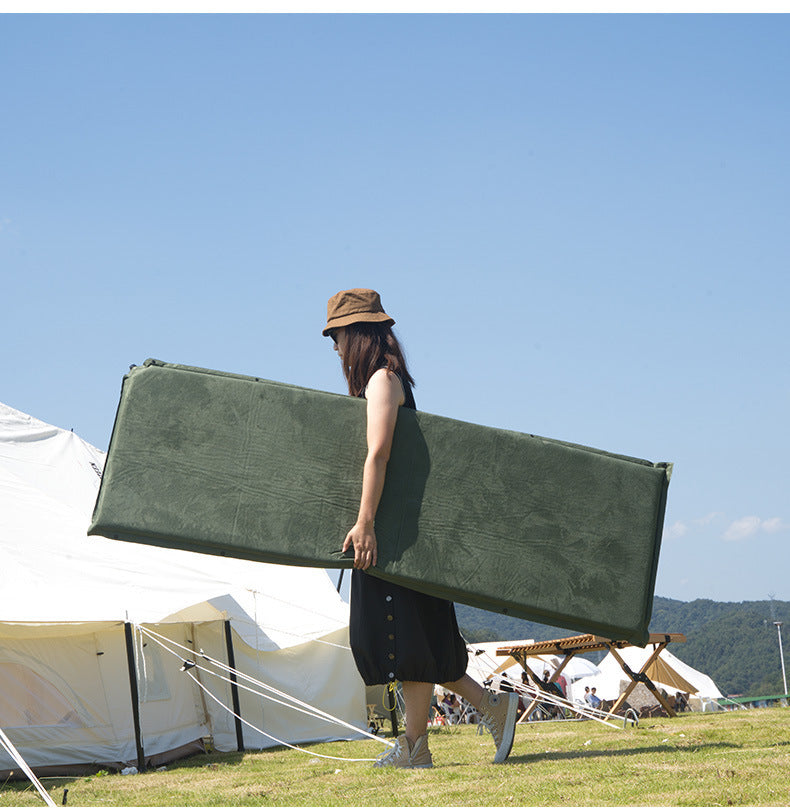 Suede Non-slip Auto-inflation Air Mattress Stitching Lunch Break