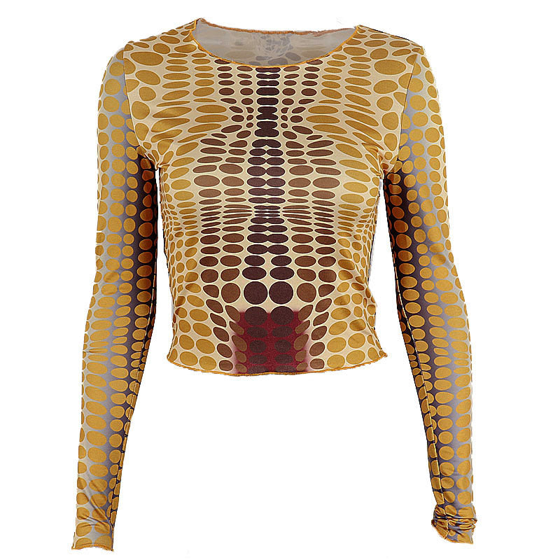 Creative Gradient Polka Dot Print Long Sleeve Pullover