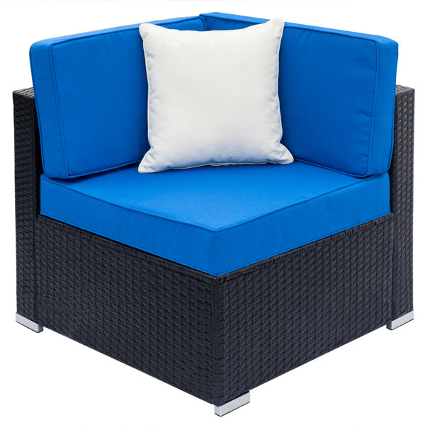 Black Sheet Rattan Dark Blue Mat Sponge Sandwich Braided Rattan Seven-piece Set