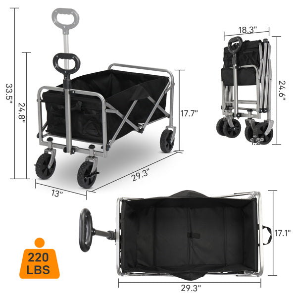 Silver Frame Oxford Cloth Garden Folding Cart ShopWithASmile.com