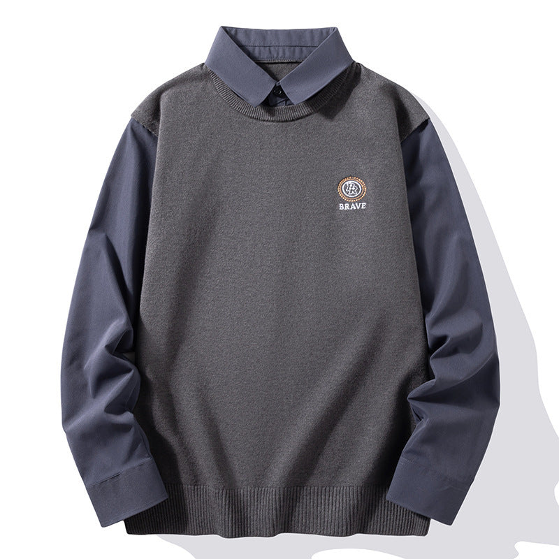 Men's Fashion Casual Shirt Collar Bottoming Sweater