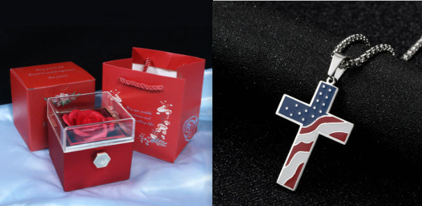 Rotating Soap Flower Rose Gift Box Creative Rotating Rose Jewelry Packaging Box Valentine's Day Gift For Women ShopWithASmile7.com